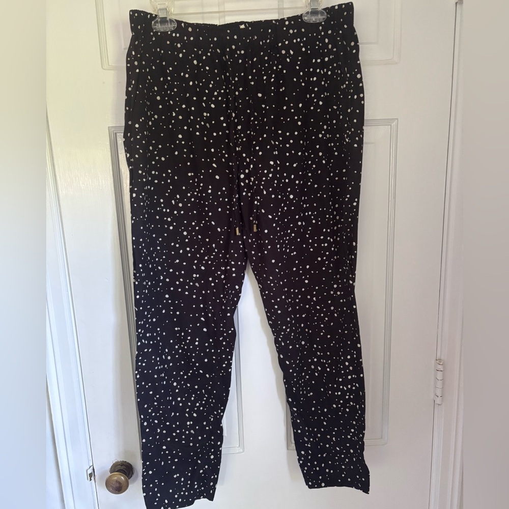 Eileen Fisher Black and White Spotted Pants